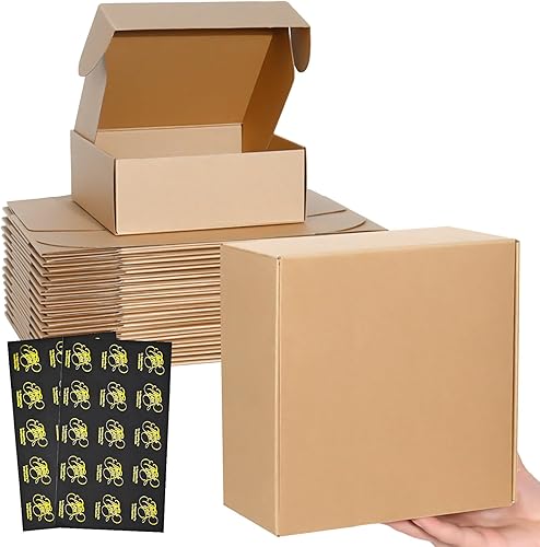 Cajas de envío medianas, 8 x 8 x 3 pulgadas, paquete de 30 cajas de correo marrones, coxes de cartón para embalaje de pequeñas empresas