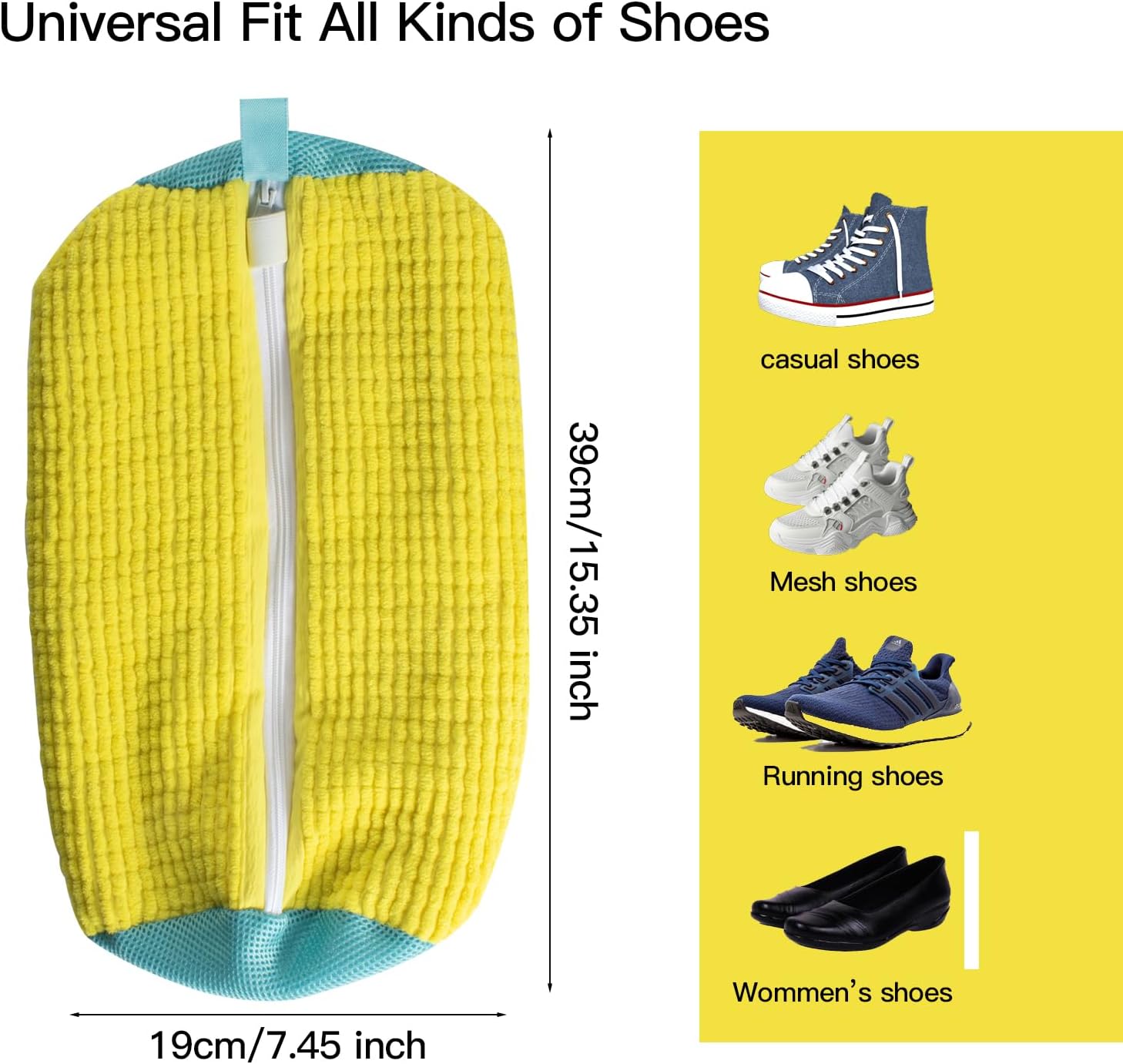 Shoe Washing Machine Bag, Sneaker Cleaning Bags for Washer and Dryer, Reusable Shoe Laundry Bag 2PCS for All Shoes
