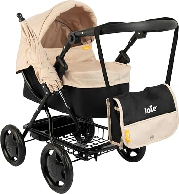 💎 70% MEGA DEAL! Joie Junior Stone Classic Pram & Parasol | Includes Matching Changing Bag & Adjustable Hood | Under Seat Storage | Kids Toy Travel System Pushchair Buggy |Pushchair & Pram Toys for Kids Aged 3+