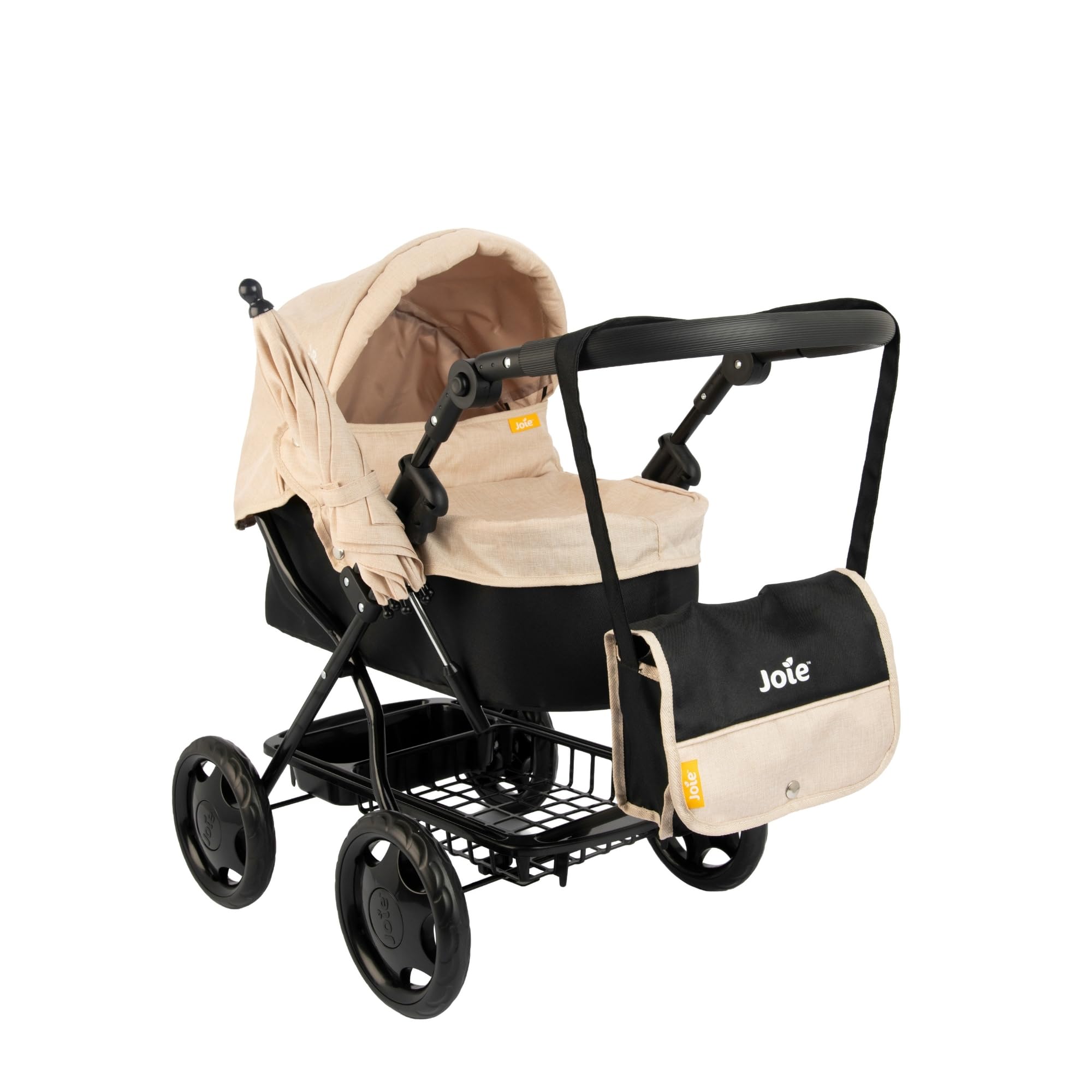 Joie Junior Stone Classic Pram & Parasol | Includes Matching Changing Bag & Adjustable Hood | Under Seat Storage | Kids Toy Travel System Pushchair Buggy |Pushchair & Pram Toys for Kids Aged 3+
