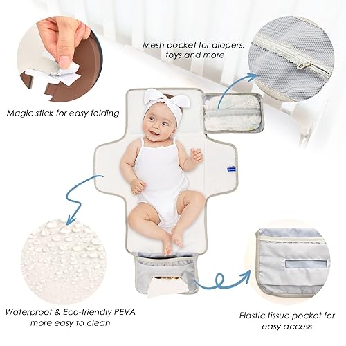 Miniatura 3 de Footballs Portable Changing Pad with Built-in Pillow, Waterproof Foldable Baby Diaper Changing Pads, Diaper Mat for Boys and Girls