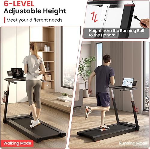 Miniatura 2 de Goplus 3HP Caminadora plegable con escritorio, cintas de correr plegables Superfit para oficina en casa, altura ajustable, altavoz Bluetooth,