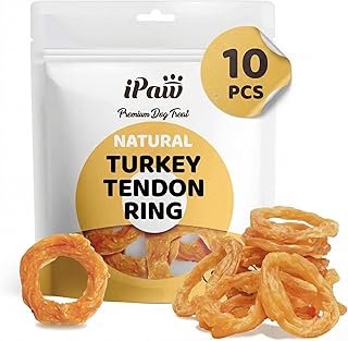 iPaw 10 Pcs Value Pack Turkey Tendons for Dogs, Single Protein, Hypoallergenic, All Natural Human Grade Pup...