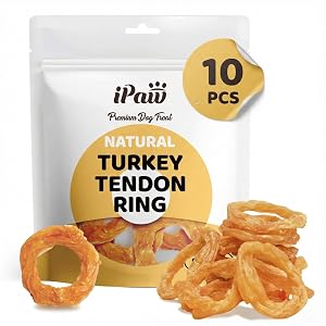 iPaw 10 Pcs Value Pack Turkey Tendons for Dogs Single Protein Hypoallergenic All Natural Human Grade Puppy Chew