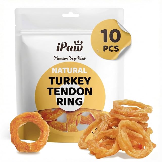 iPaw 10 Pcs Value Pack Turkey Tendons for Dogs Single Protein Hypoallergenic All Natural Human Grade Puppy Chew