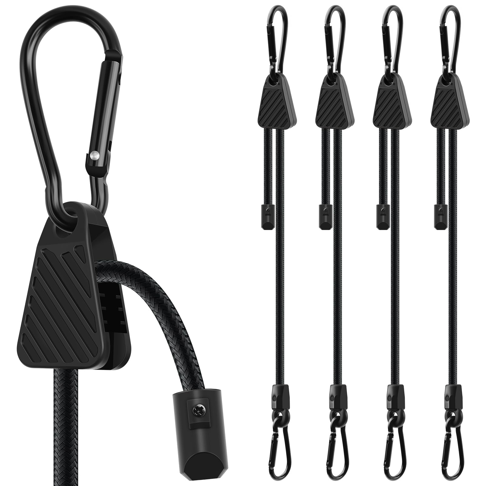4PCS Bungee Cords With Hooks, 45cm Bungee Cords With Carabiner Clips