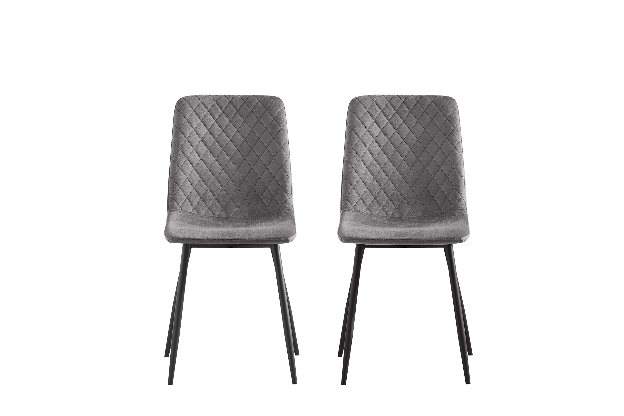 mcc direct Set mit 2 Designer-Esszimmerstühlen aus Samtstoff, Metallbeine, Lexi-Stühle (Dunkelgrau)