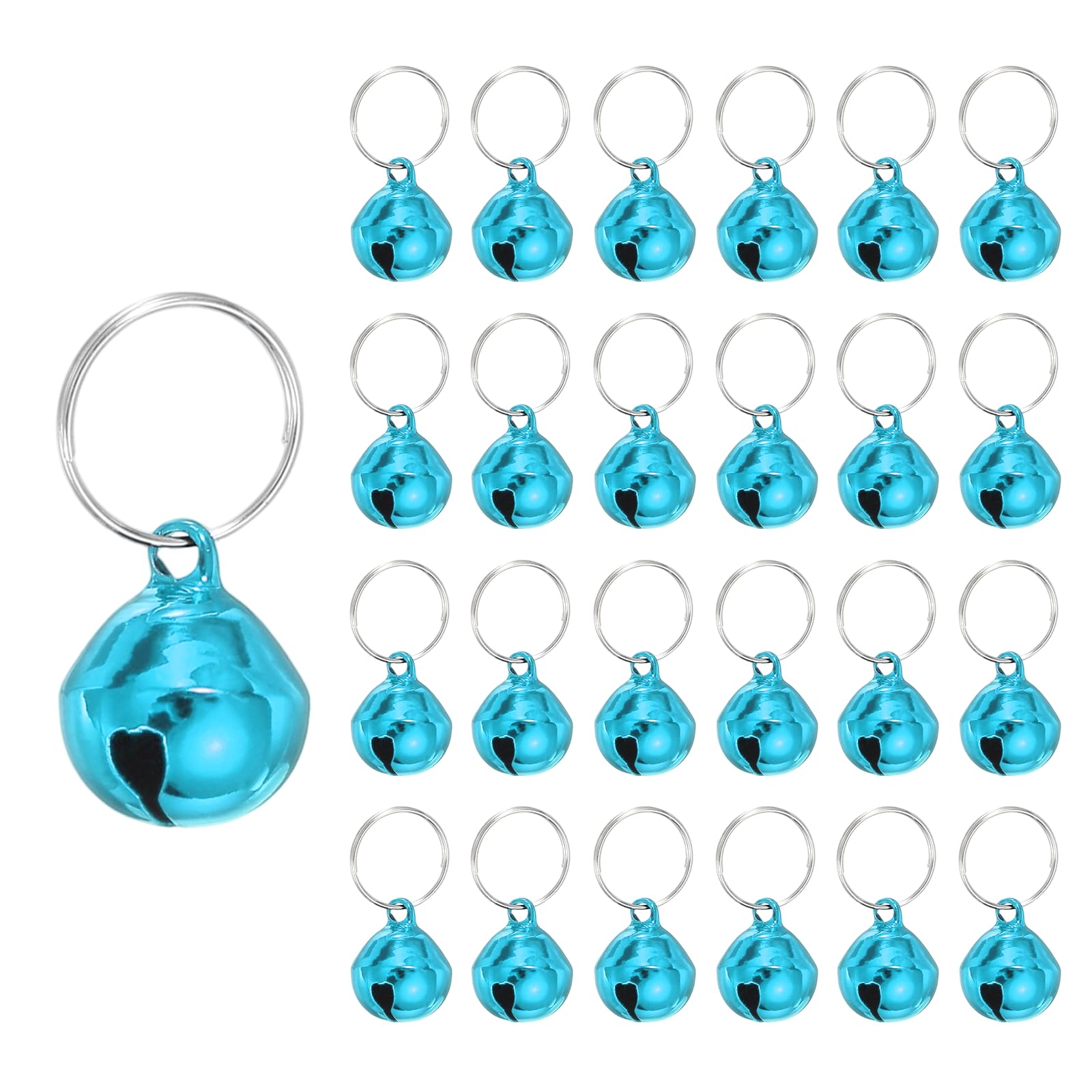 PATIKIL 24 PCS Dog Bell, Mini Cat Bell Small Pet Collar Bells Keychain Cute Bulk Metal Loud Jingle for Dog Collar Charm Pendant Necklace DIY Crafts Christmas Tree Decorations, Blue