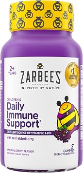 Zarbees Kids Elderberry Immune Support Gummies, 21 ct | For Kids Ages 2+ Years, Daily Immune Support, Natural Berry Flavor