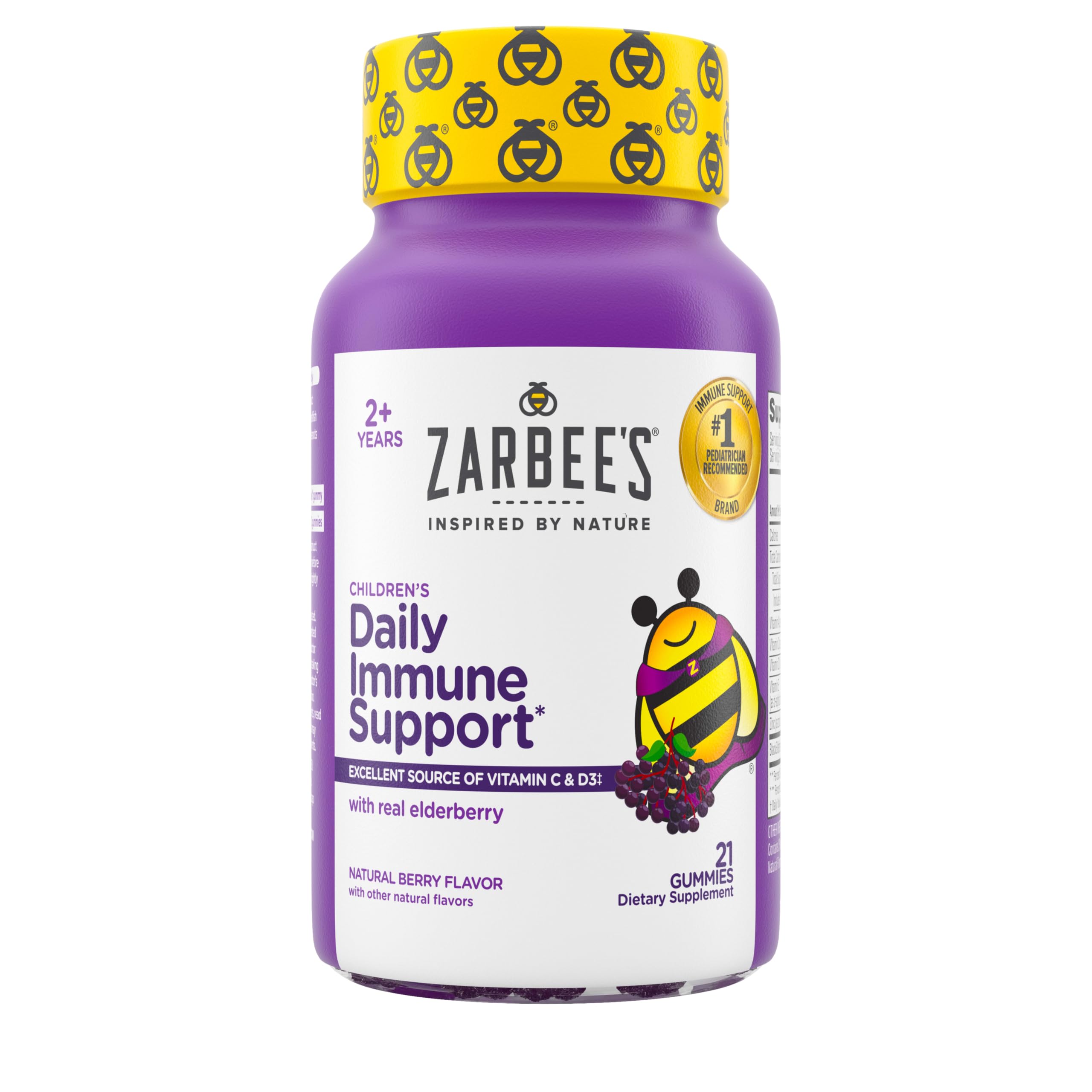 Zarbee's Kids Elderberry Immune Support Gummies, 21 ct 21 Count (Pack of 1)
