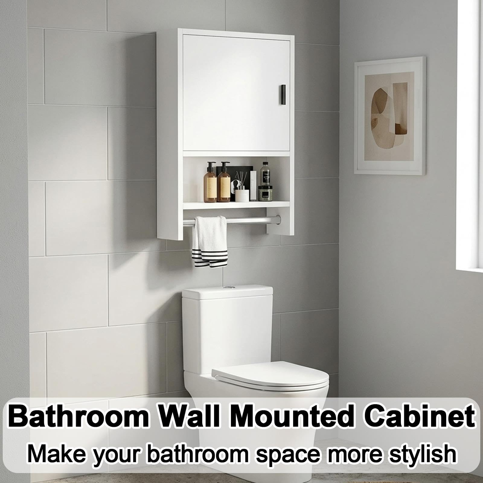 Pensile Bagno Sospeso con Portasciugamani, Mobiletto Bagno Sospeso