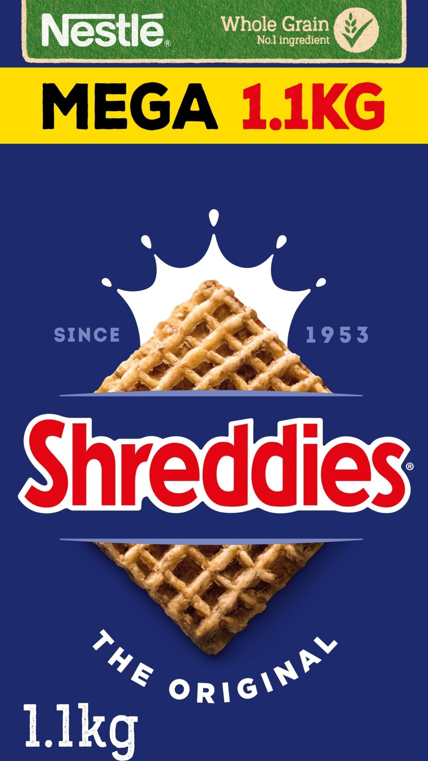 Nestlé Cereals - Shreddies Breakfast Cereal - Bitesize Wholegrain Wheat Cereal - The Original - High Fibre, No Added Sugar - 1.1kg