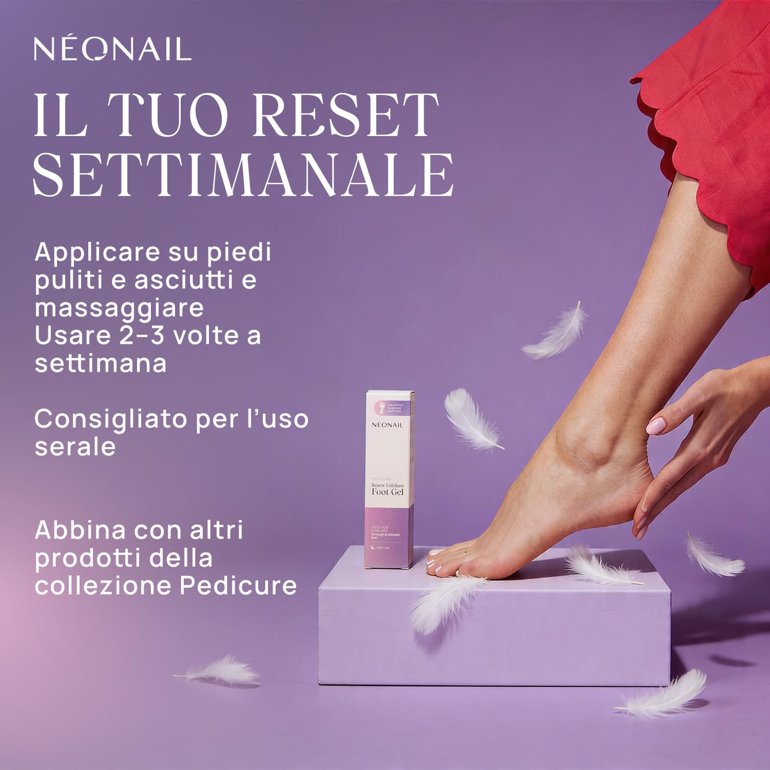 NÉONAIL Gel esfoliante piedi con urea 10% e acido lattico - Renew Exfoliant Foot Gel - gel cheratolitico per piedi secchi e screpolati - 50 ml