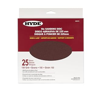 قرص الصنفرة الكاشطة HYDE ، 9 "150 Grit ، 25 Pack يناسب HYDE Radial Sander