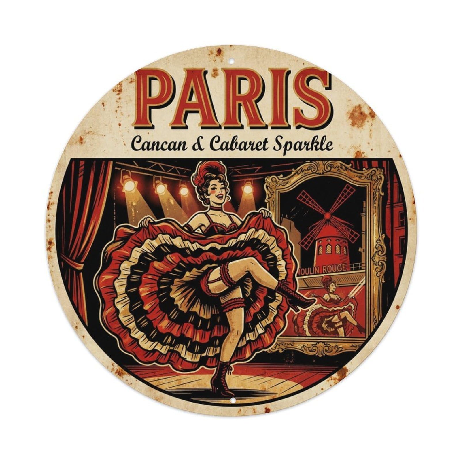 Olhnbad Style Cancan Cabaret Spotlight Paris Culture Travel Metal Tin Sign
