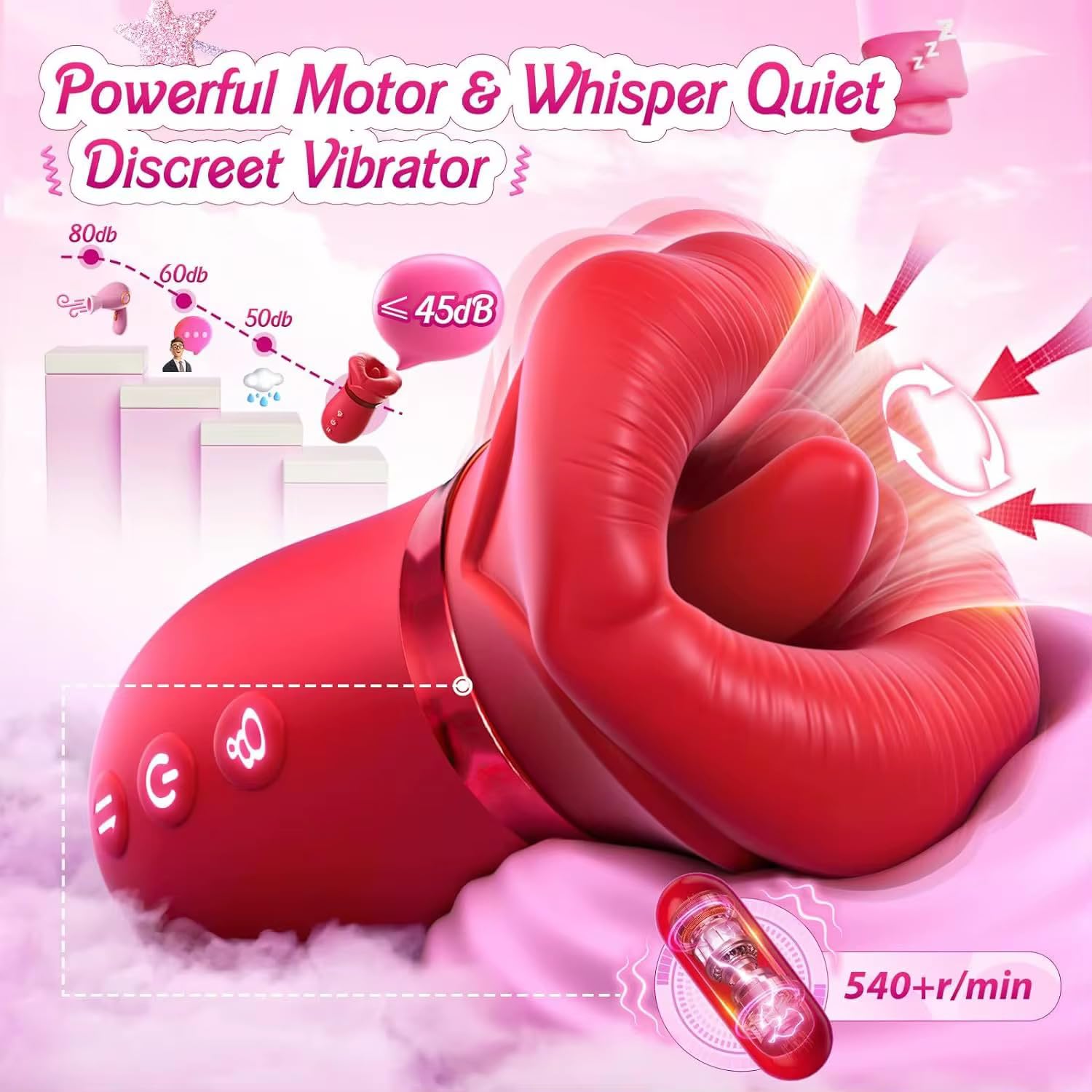 Mr. James Concepts – 5 – in – 1 smart dispositivo per il benessere intimo – con controllo tramite app Kiss Vibrator with Licking, vibrazione & aspirazione – Ergonomic Design for External intimo