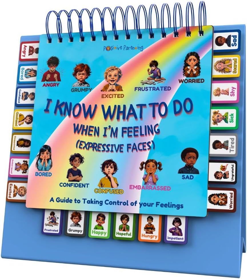 Thought-Spot Expressive Faces Flipbook | Emotions Wheel & Feelings Chart | Emotional Regulation Tool for Home, Class, Calm Down Corner | Helps Kids Learn Coping Skills | Autism Must-Have