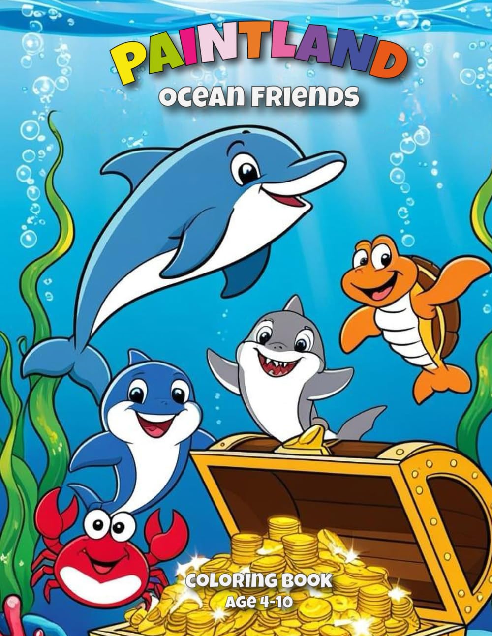 PAINTLAND - Ocean Friends: Sea Animal Coloring Book for Kids: Color and Learn About Life Under the Ocean!