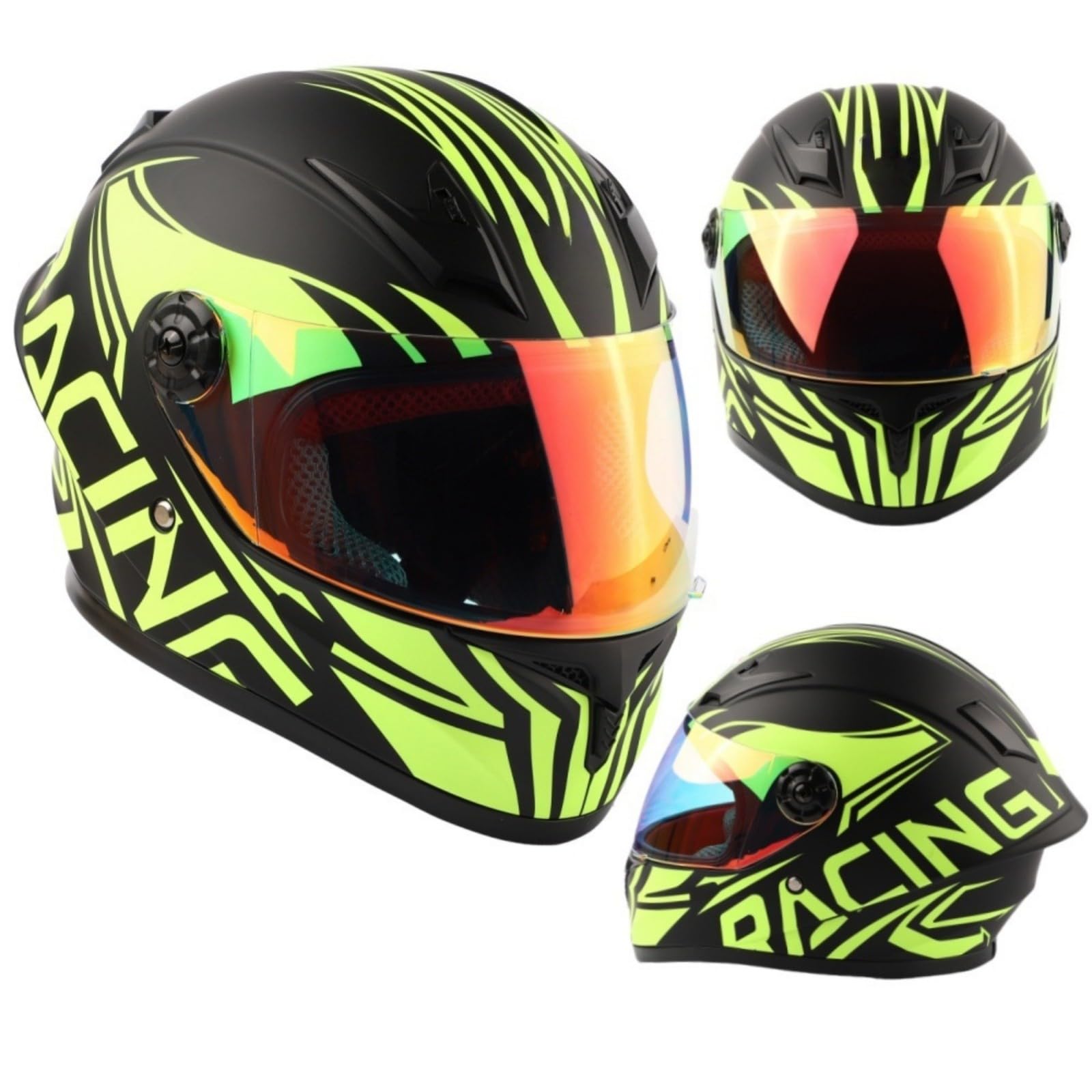 Kids Full Face Motorbike Helmet, Child All Weather Multi Purpose Helmet for Scooter, Electric Motorcycles, ECE Approved E,M(51-52CM)