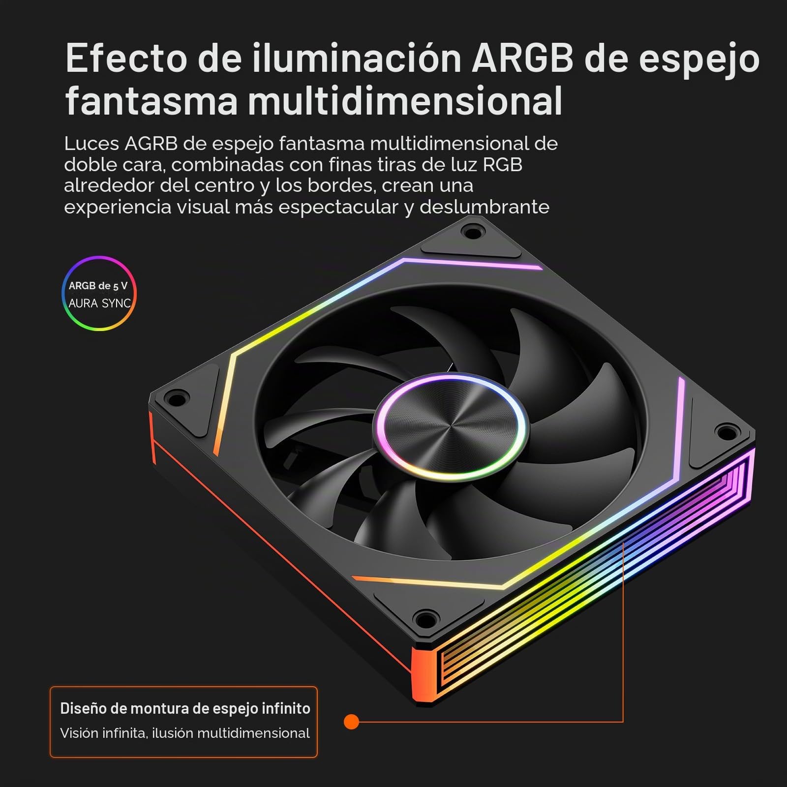 Ventilador CPU CPS FG120, Ventilador de Caja ARGB de 120 mm, Ventilador de Computadora Silencioso de 4 Pines PWM con Rodamiento Hidráulico, hasta 1800RPM Refrigeración para PC, Negro