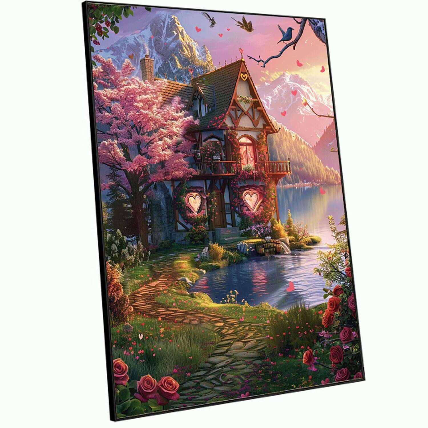 Obraz diamentowy duży 90 x 60 cm las diamentowe malowanie kompletny zestaw, DIY pełny wiertło mozaika kabina diamentowa diamentowa malarstwo diamentowe, kryształowa sztuka malarstwo kreatywne koraliki