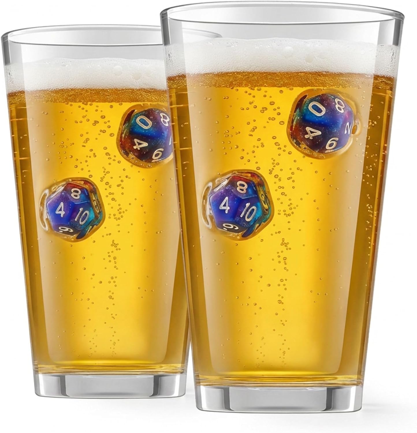 DND Dice Embedded Handmade Beer Glasses