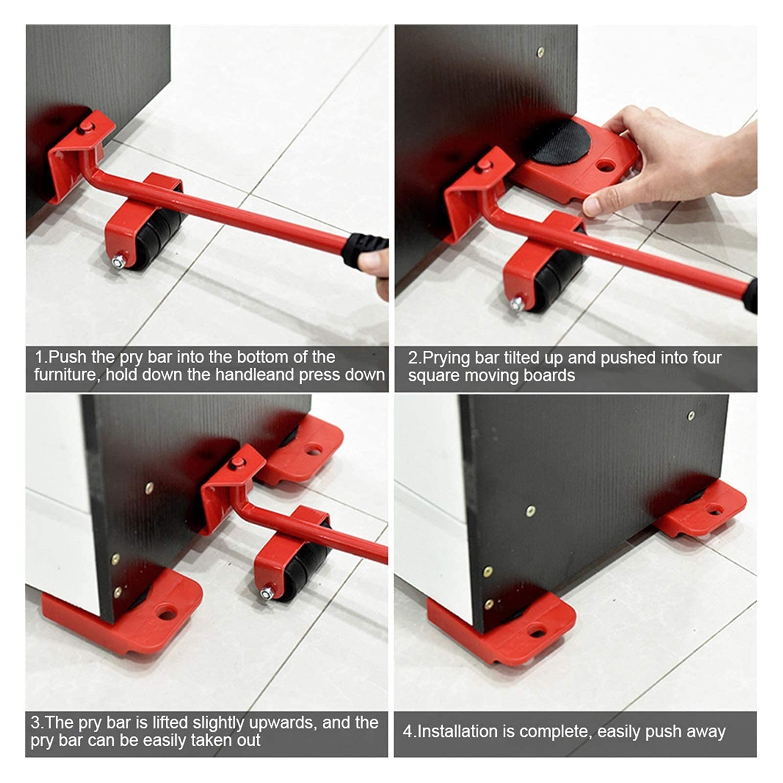 Trasportatore di mobili 4 Pezzi Si muove Mobili Strumento di Trasporto Shifter Ruota Mobile Dispositivo di Scorrimento Rullo di rimozione Strumenti in Movimento Pesante Solleva Facilmente Oggetti PE
