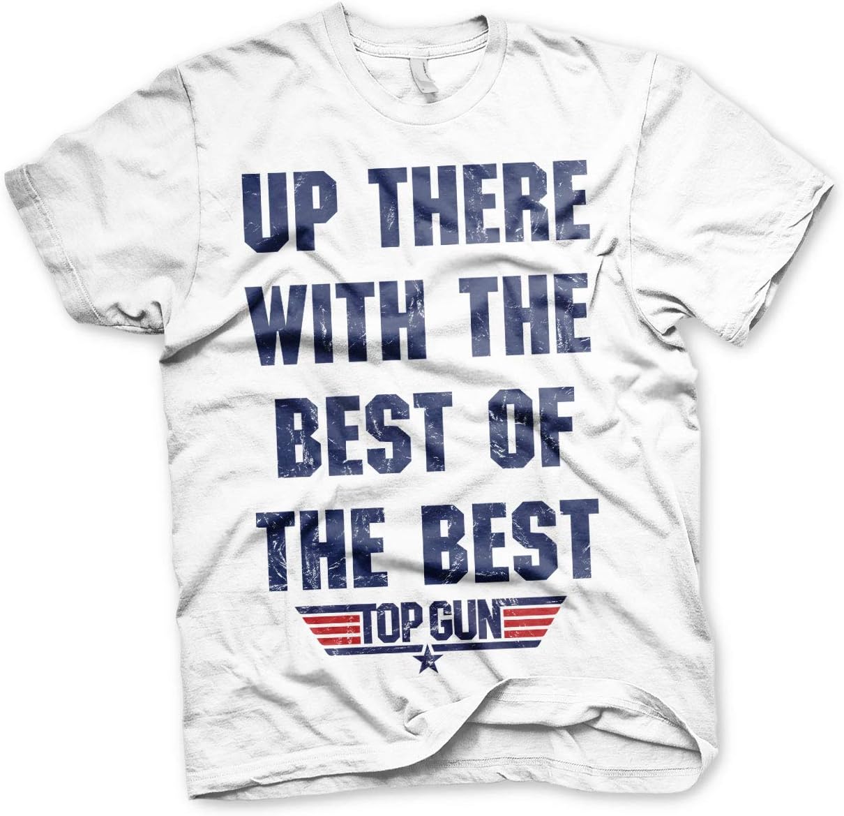 Top Gun Officially Licensed Up There with The Best of The Best Mens T-Shirt (White), Large