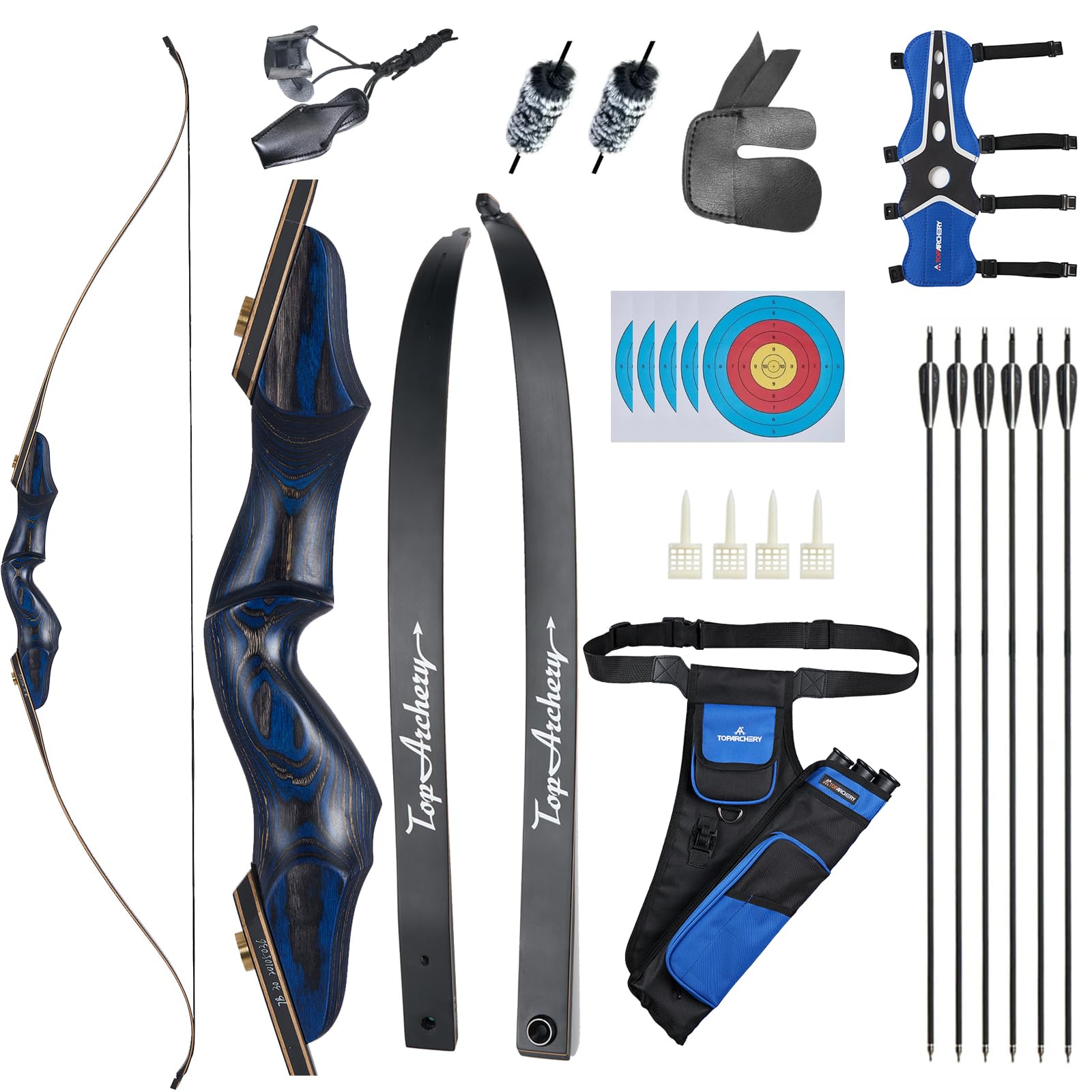 Recurvebogen 60 Zoll Pfeil und Bogen Set für Erwachsene Takedown Jagd Bogen Recurvebogen Set für Jagd & Zielschießen Rechtshänder 25-50lbs