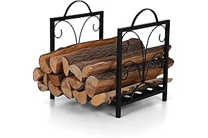 PHI VILLA Indoor Small Firewood Rack for Outdoor Fireplace Accessories 17 Inch...