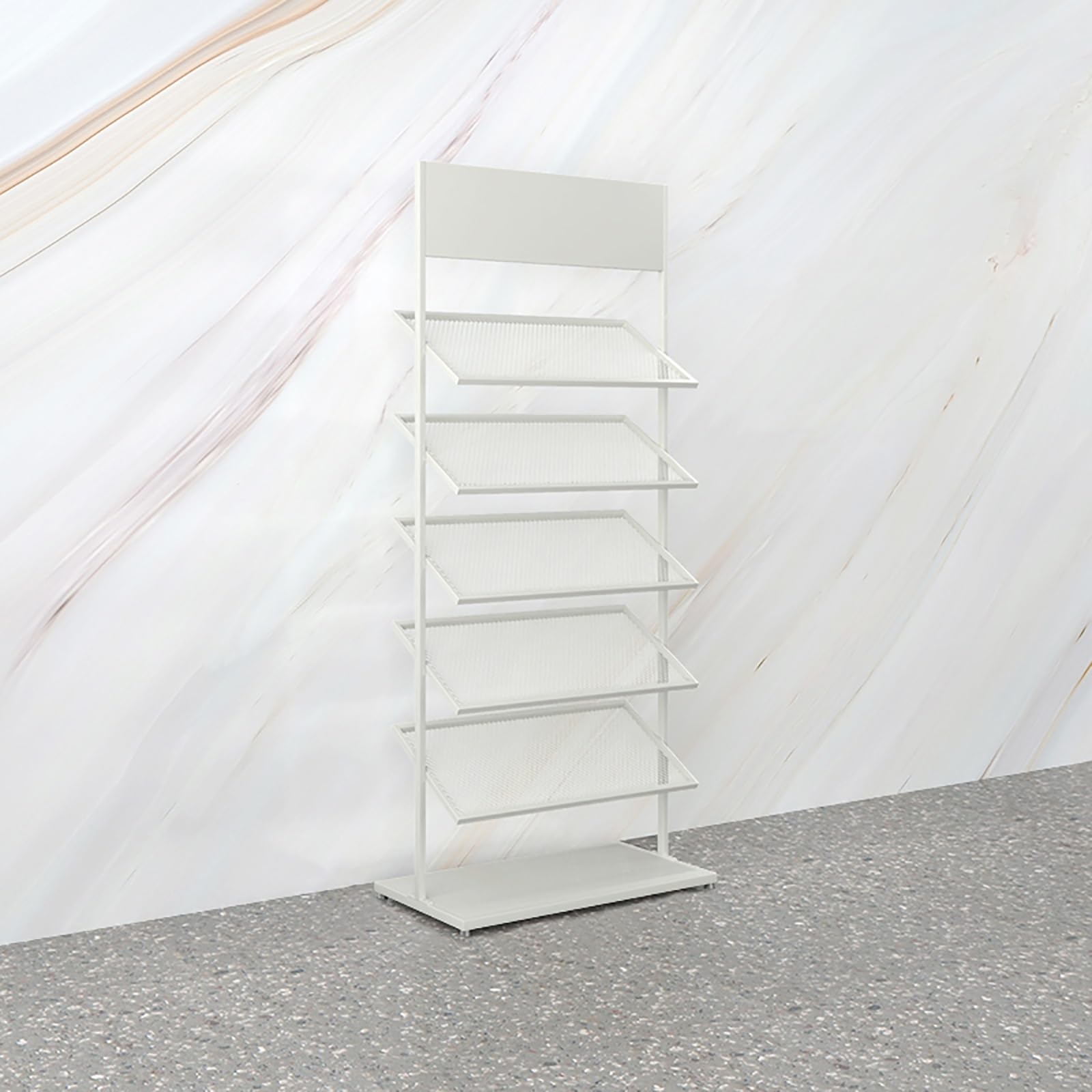 Jkjzsalj White 5-Tier Metal Porcelain Tile Display Rack,Space-Saving Floor Organizer Stand For Exhibition Halls And Building Material Samples,-67Cm/26.4In