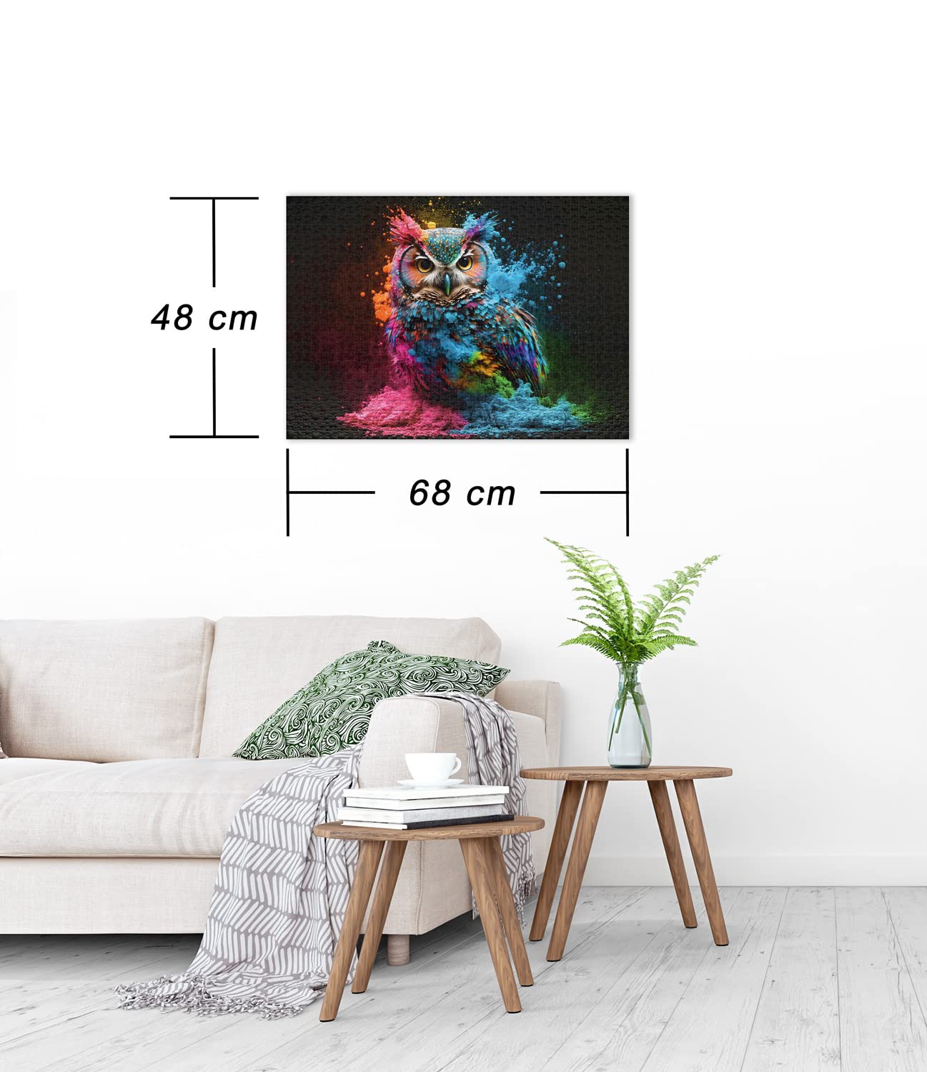 Ulmer Puzzleschmiede - Colourful Night Bird: Bright 1000 Piece Puzzle - Colours & Fantasy Motif 'Owl', Gelegte Puzzle-Größe: 68 x 48 cm - Image 3