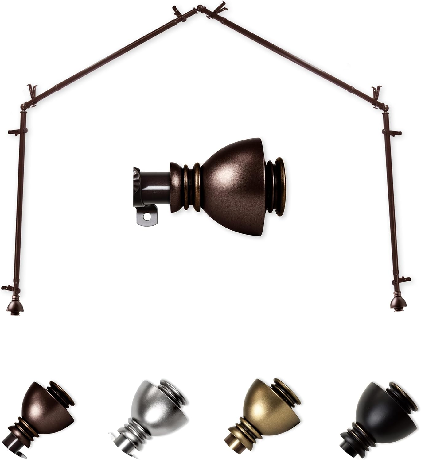 Stream 13/16" 4-Sided Bay Window Curtain Rod - Satin Nickel