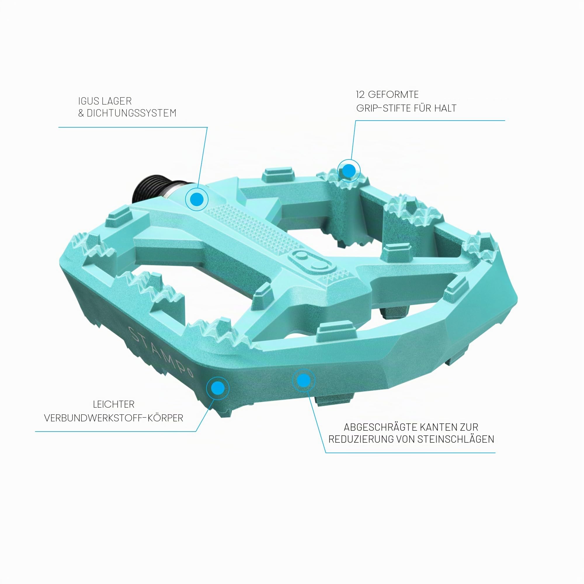 Crankbrothers Stamp 0 MTB Pedale, Türkis, Größe S – Ansicht 2