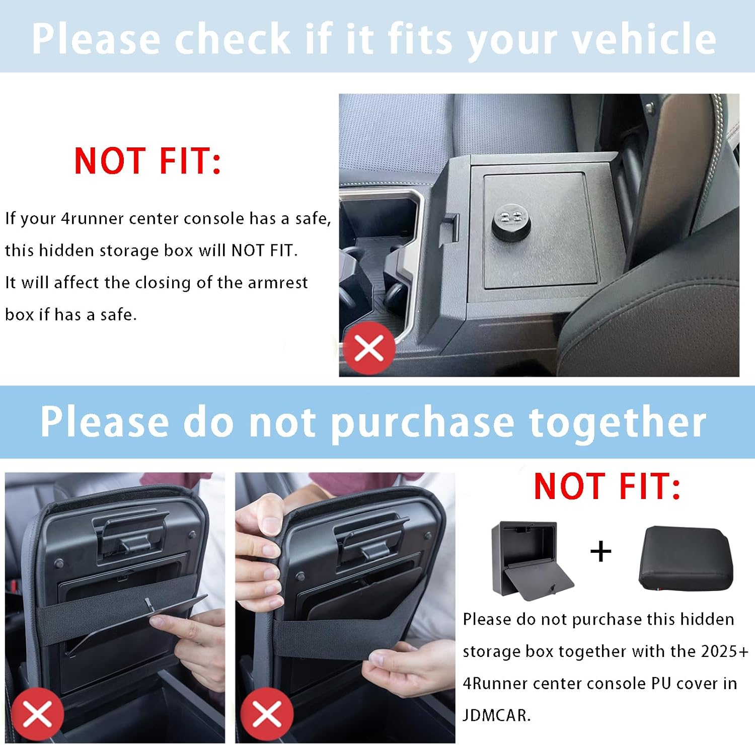 JDMCAR 2PCS Hidden Storage Box and Glove Box Organizer Compatible with 2025 2026 Toyota 4Runner Accessories