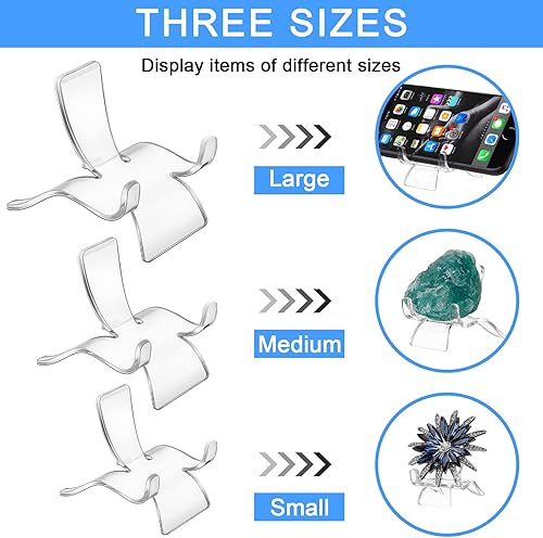 Miniatura 4 de Qunclay 72 soportes de exhibición de rocas, 3 tamaños, soportes de cristal para esfera, soporte de cristal acrílico para piedras, geodas de roca,