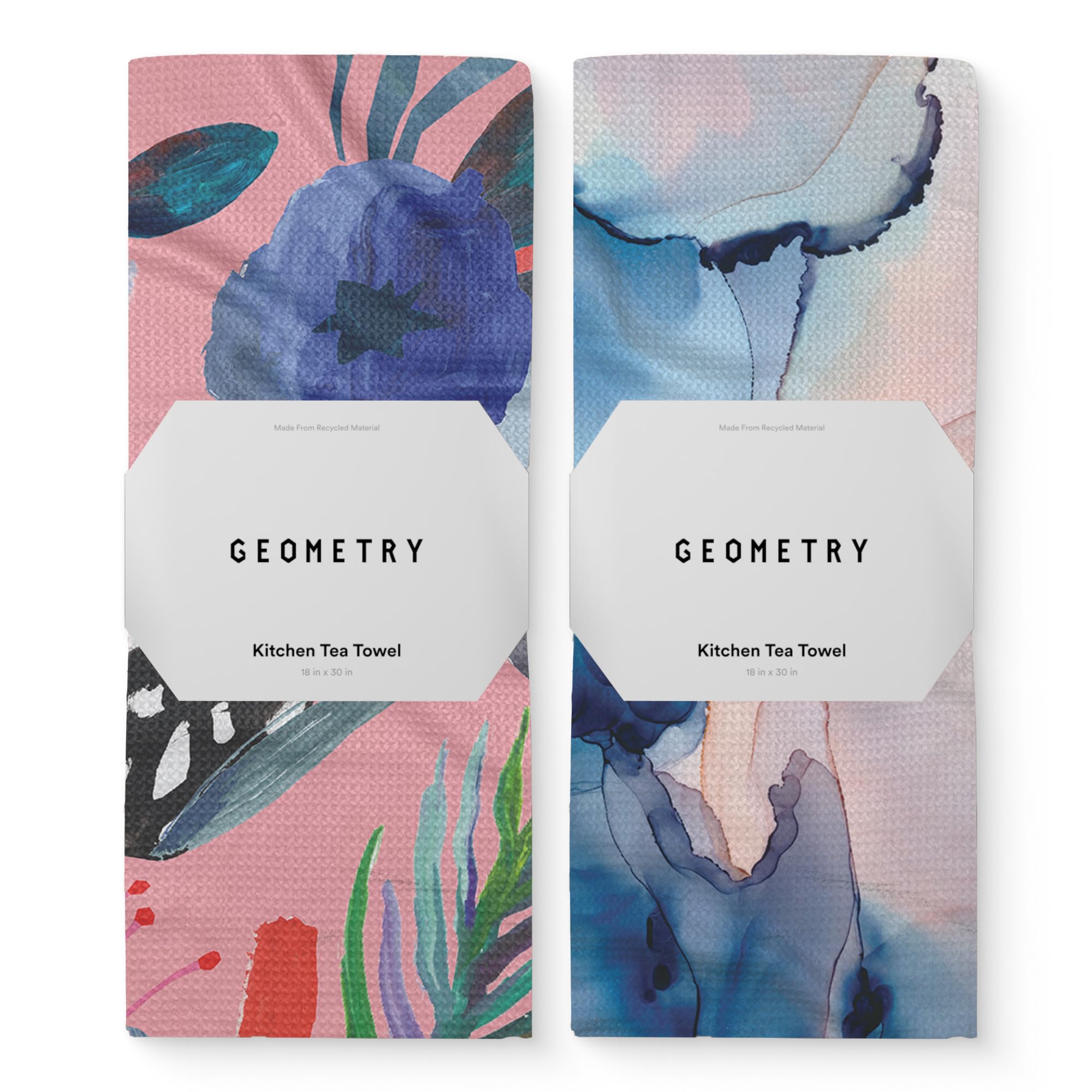 GEOMETRY Kitchen Tea Towel - Quick Dry Microfiber Cloth Dish Towels for Kitchen Drying - Premium Quick Dry Towel - Thinking of You + Water and Ink (Watercolors 2-Pack Set)