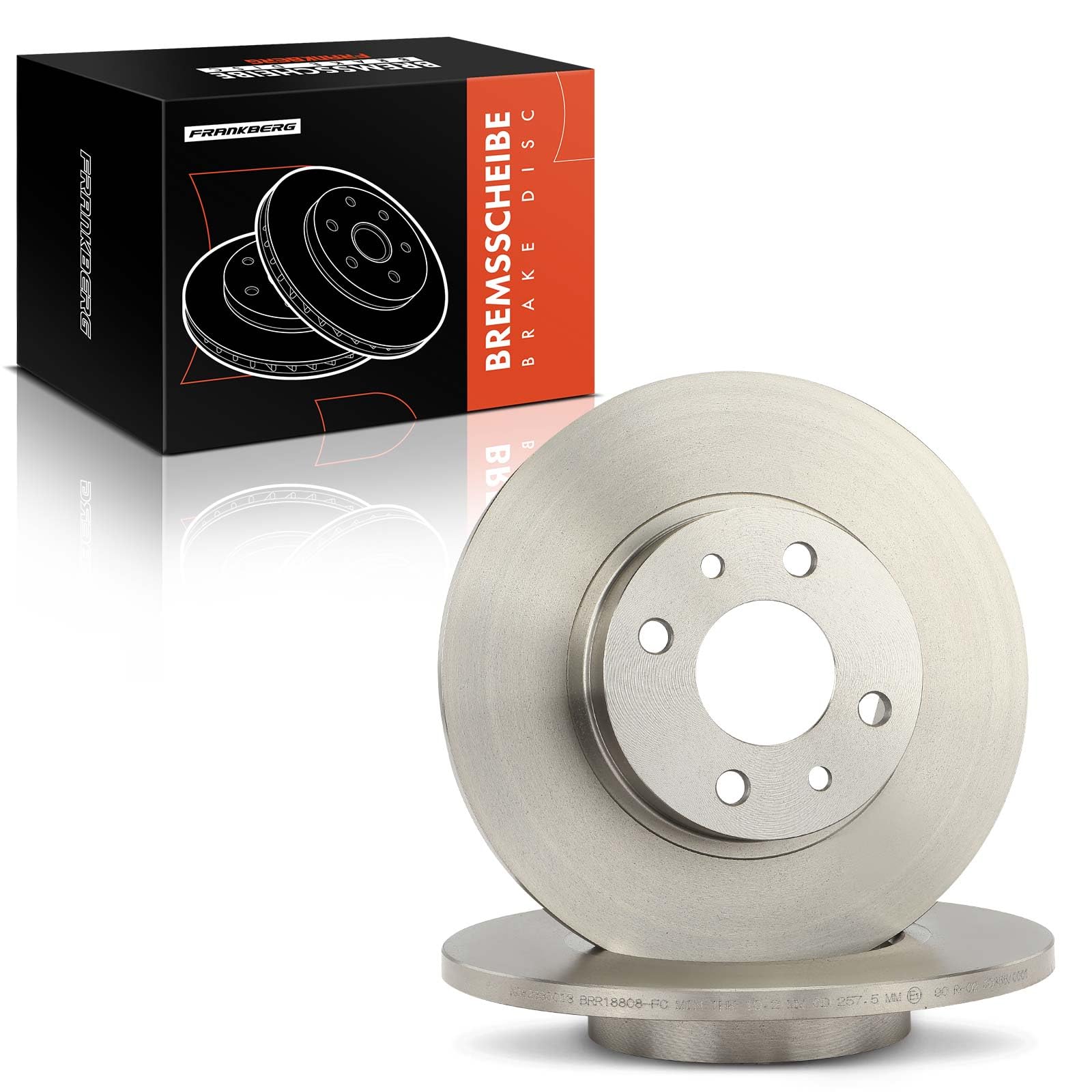 Frankberg Set di dischi freno incl. 2x Dischi Freno Anteriore Pieno Diametro258mm Compatibile con 500 312 P.a.n.d.a Van 312 519 Punto 188 Ypsilon 843 Replace# 60802029