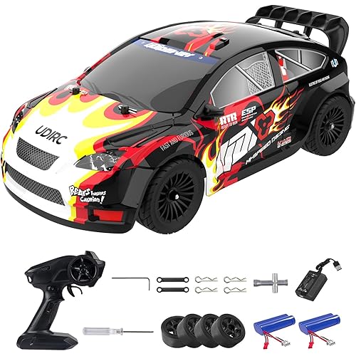 Remote Control Drifting Car 1/16 Scale, 30+MPH 4WD High Speed Drift RC Car, Speed & Steering Control Vehicle Toy with U2 Sets of Tires and Light for Kids 8-12 Years Old