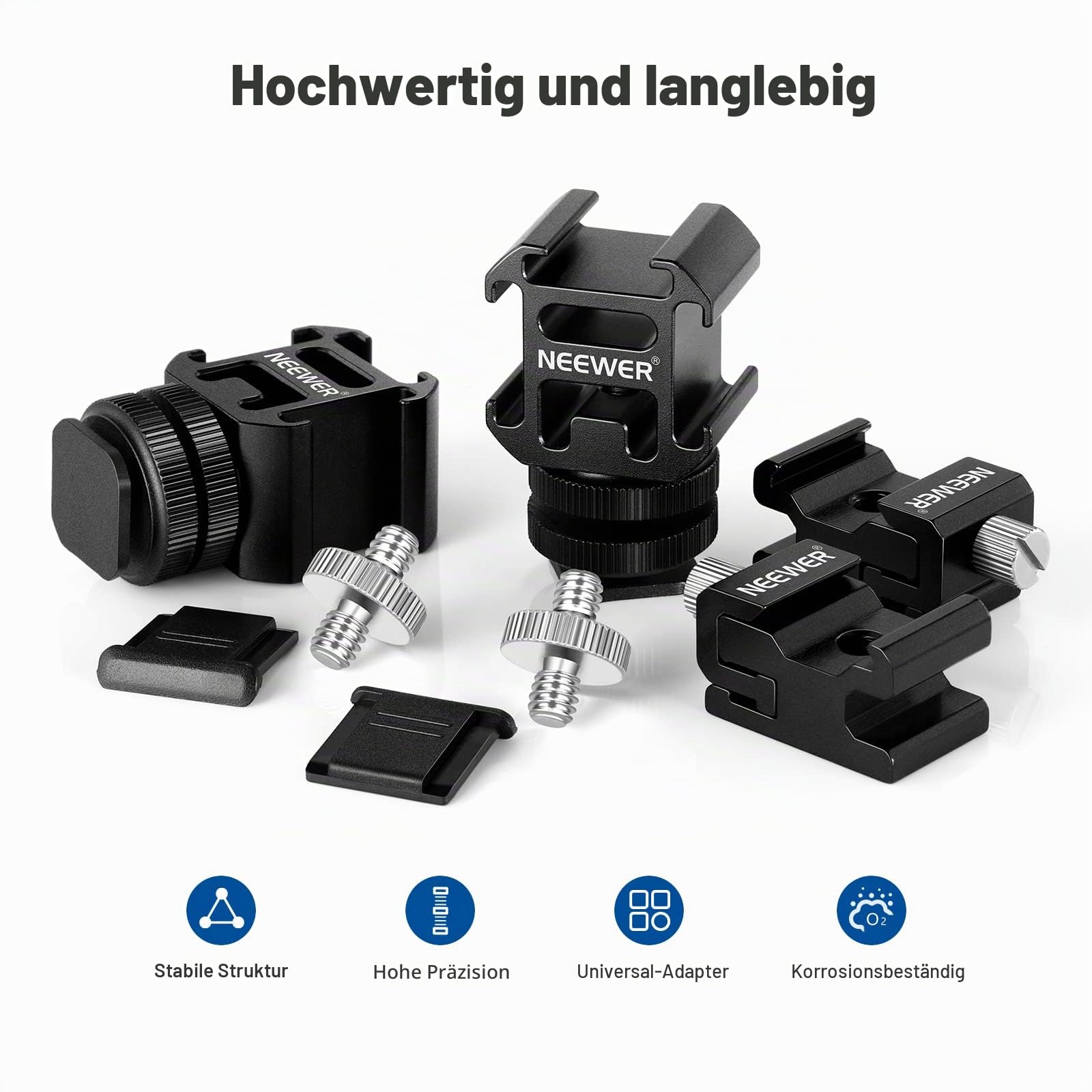 NEEWER 8 PCs Hot Shoe Mount Adapter Kit, inklusive Triple Cold Shoe Mount, 1/4" Schraube, Blitzstativhalterung und Hot Shoe Cover für DSLR Kameras, LED Leuchten, Mikrofon, Lichtständer, Monitor