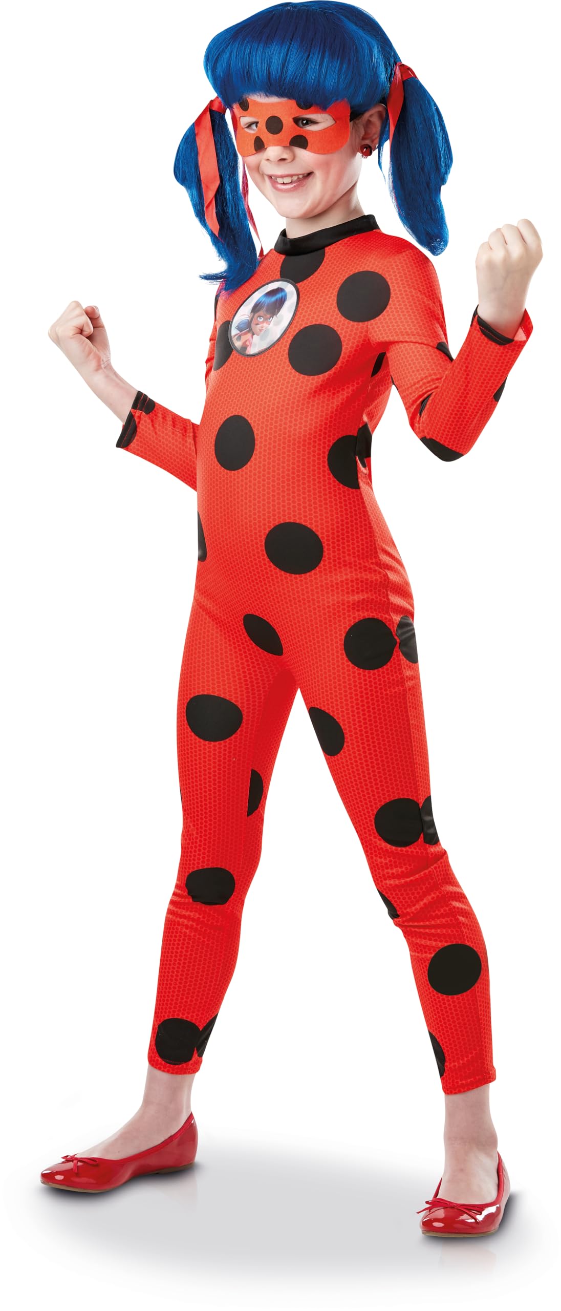 Rubies Disfraz Miraculous Ladybug Tikki Classic para niñas, Jumpsuit con detalles impresos y antifaz. Oficial de Zag Miraculous para Carnaval, Cumpleaños, Navidad y Halloween