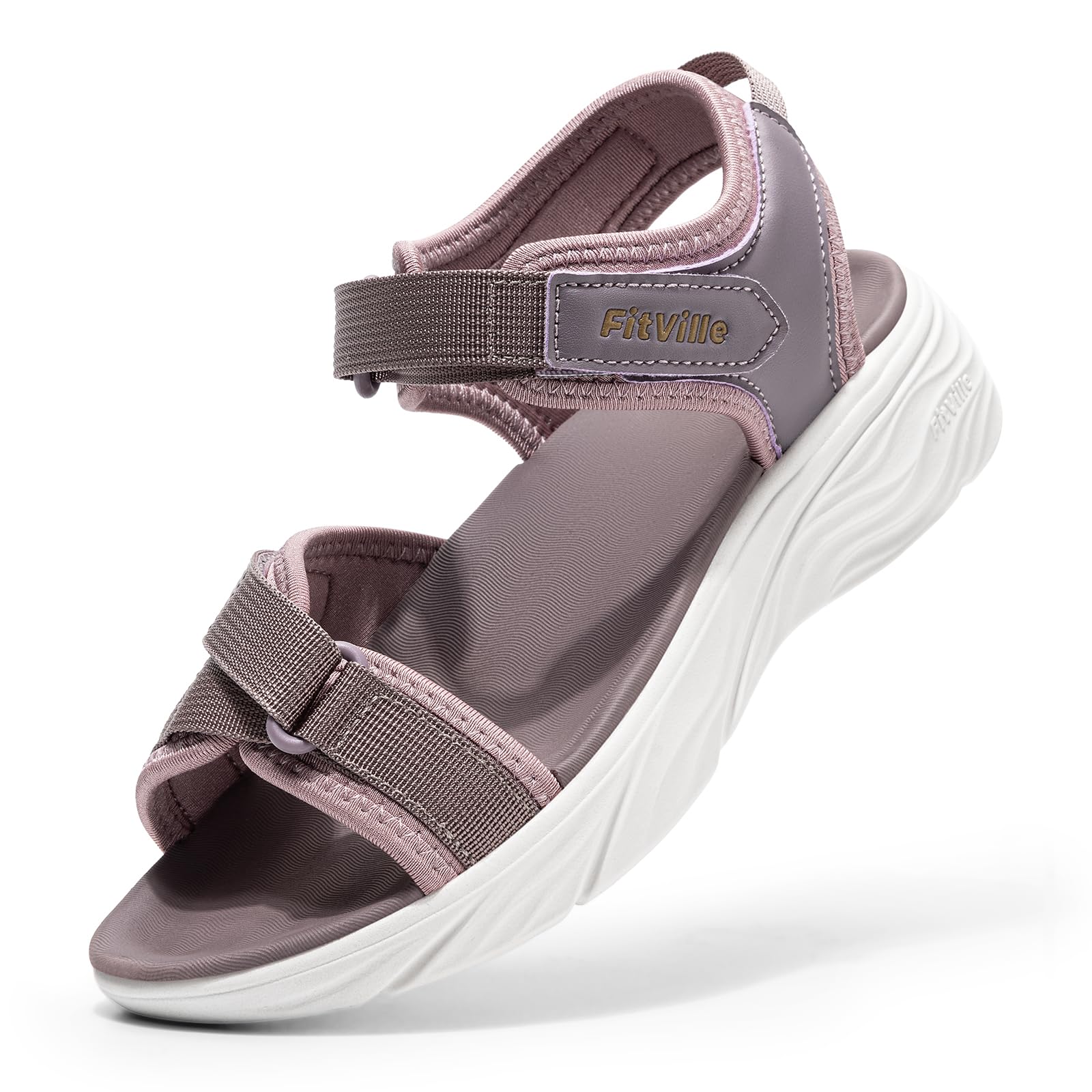 FitVille Weit Sandalen Damen Sommer Plateausandalen Bequeme Senioren Wandersandalen mit Verstellbarer Klettverschluss Gr.35.5-42.5