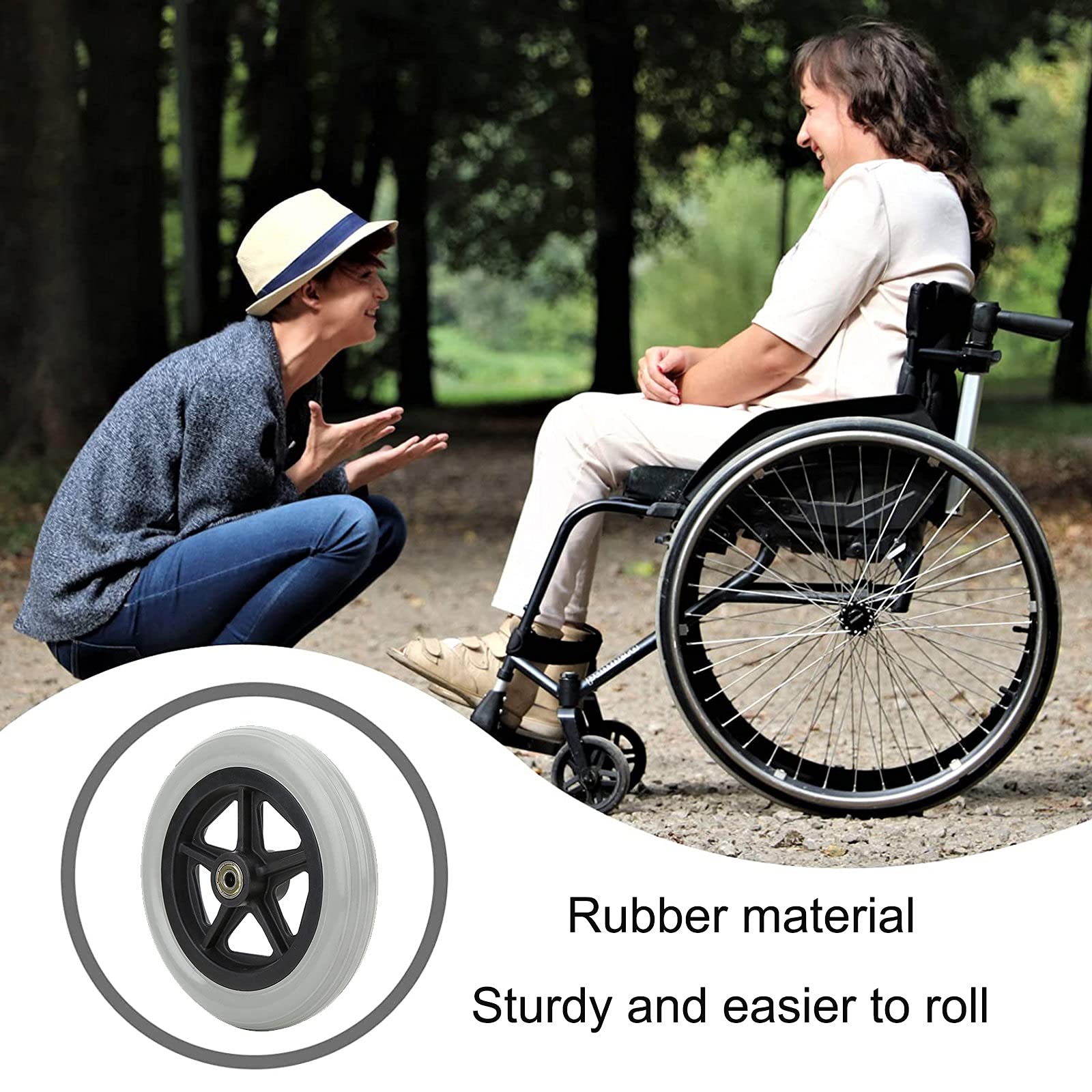 LIGUOYI Wheelchair Caster Wheel, Replacement Wheelchair Wheels Solid Wheel 2 Pcs 6