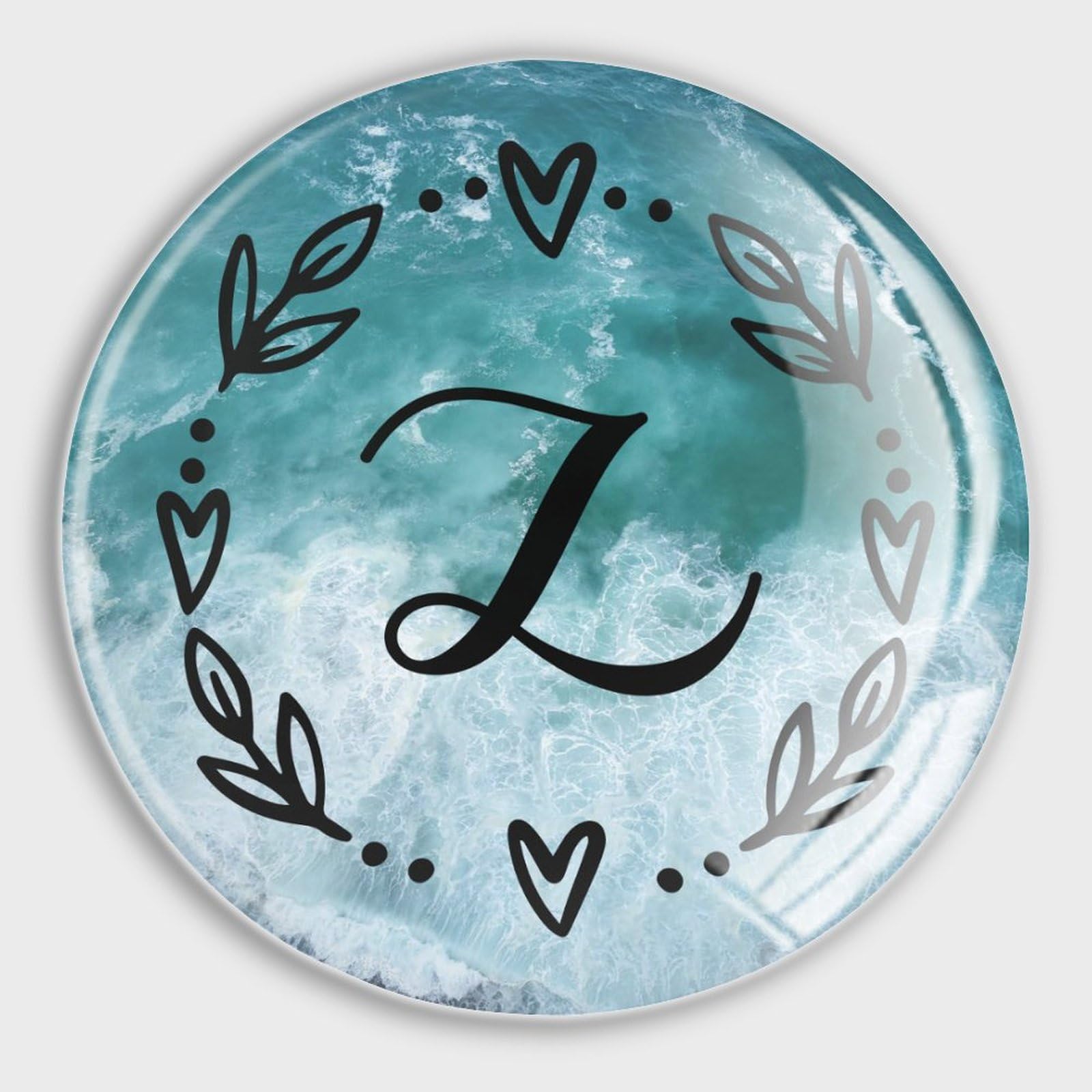 Lot de 4 aimants ronds en verre avec initiale L - Motif lettre de l'alphabet - Couronne florale - Nom de famille - Pour réfrigérateur, tableau blanc, armoire, bureau, cuisine, tableau noir