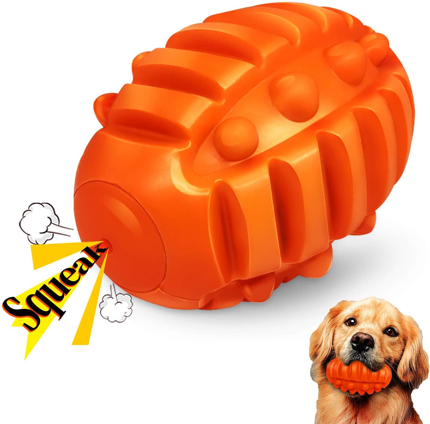 Anvimeer Squeaky Dog Toys for Aggressive Chewers, Indestructible Dog Chew Toys with Durable Natural Rubber, Tough Squeaky Dog Ball…