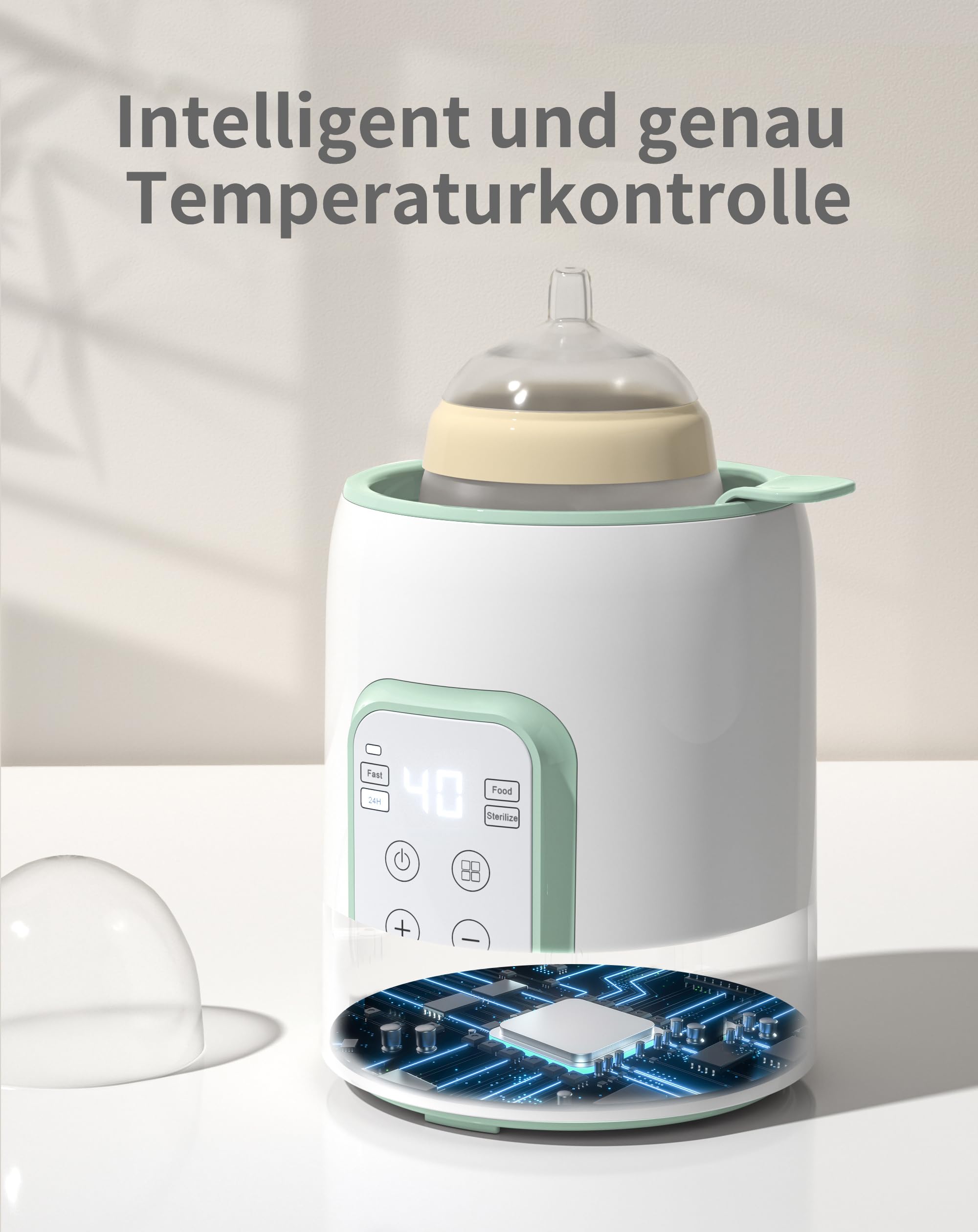 Scaldabiberon per Bambini, GROWNSY Scaldabiberon 10-in-1 per tutte le biberon con Timer, controllo preciso della temperatura e spegnimento automatico, scaldabiberon multifunzionale per latte materno
