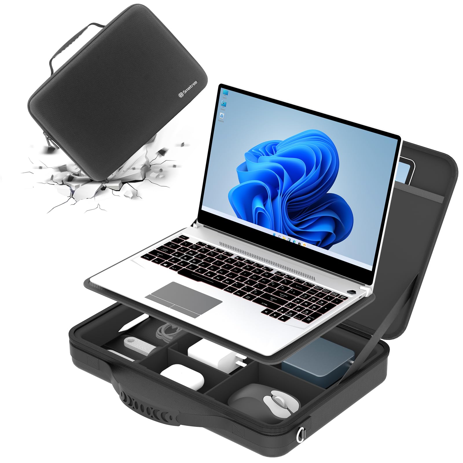 Smatree Hard Laptop Shoulder Case for 15.6-16inch ASUS ProArt P16, for ROG Zephyrus G16/M16/G15, for ASUS L510/P1512/M515/F515, for Chromebook Flip