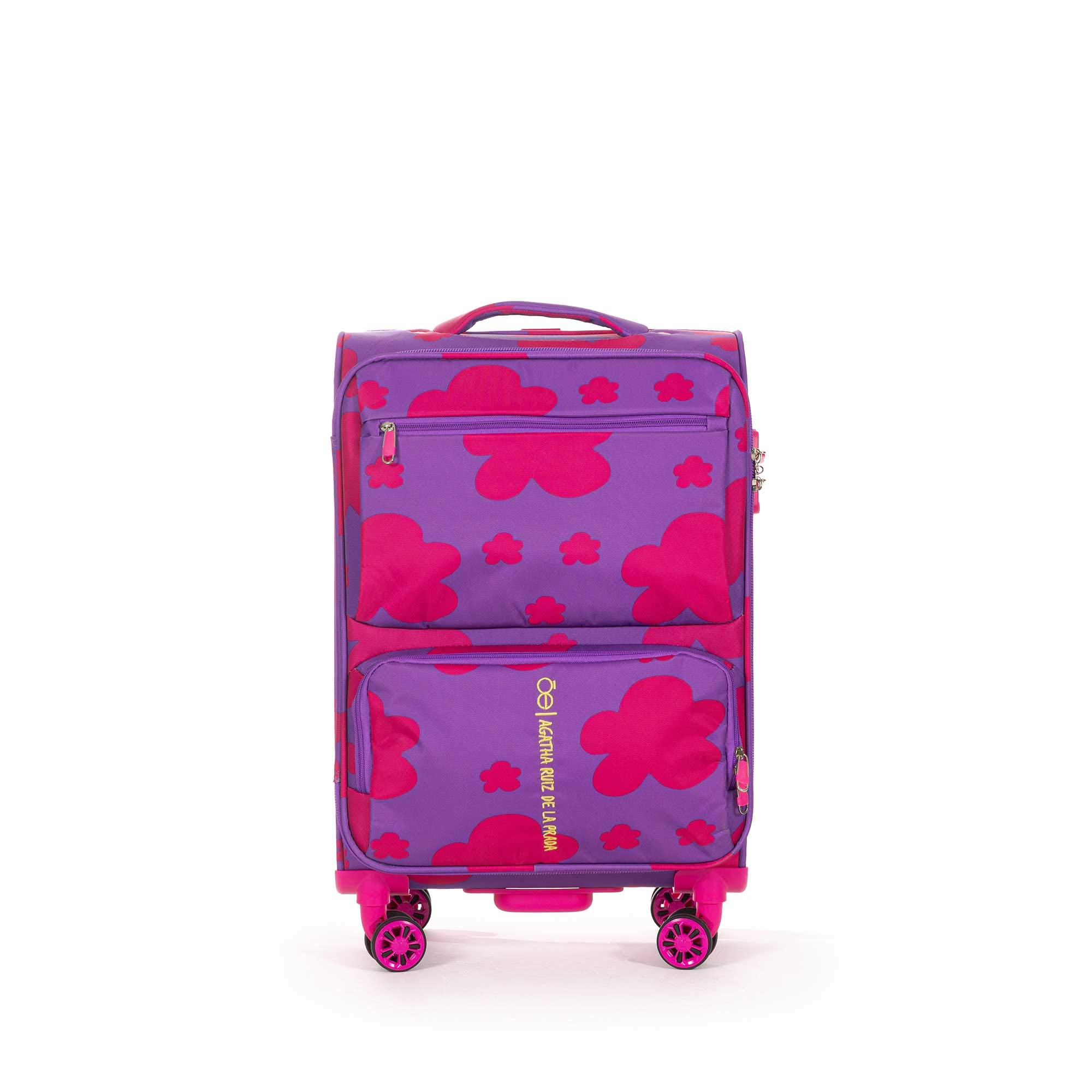 Cloe by Agatha Ruiz de la Prada Checked Medium 24" inch Luggage with 360º-spinner wheels in Purple Color