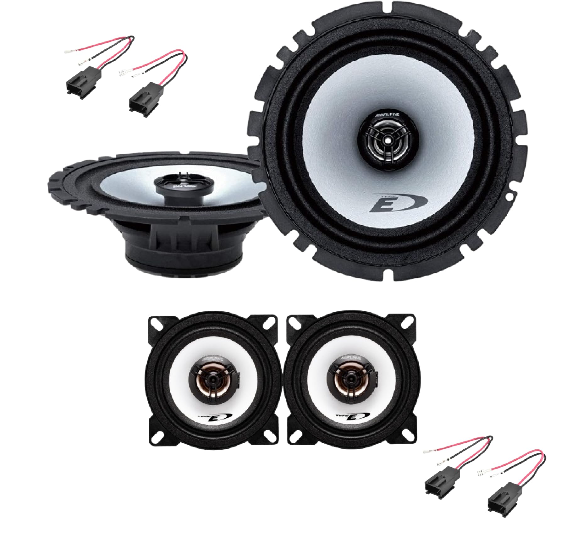 Kit 4 Casse ALPINE SXE-1725S + SXE-1025S per Peugeot 206 con 4 Connettori