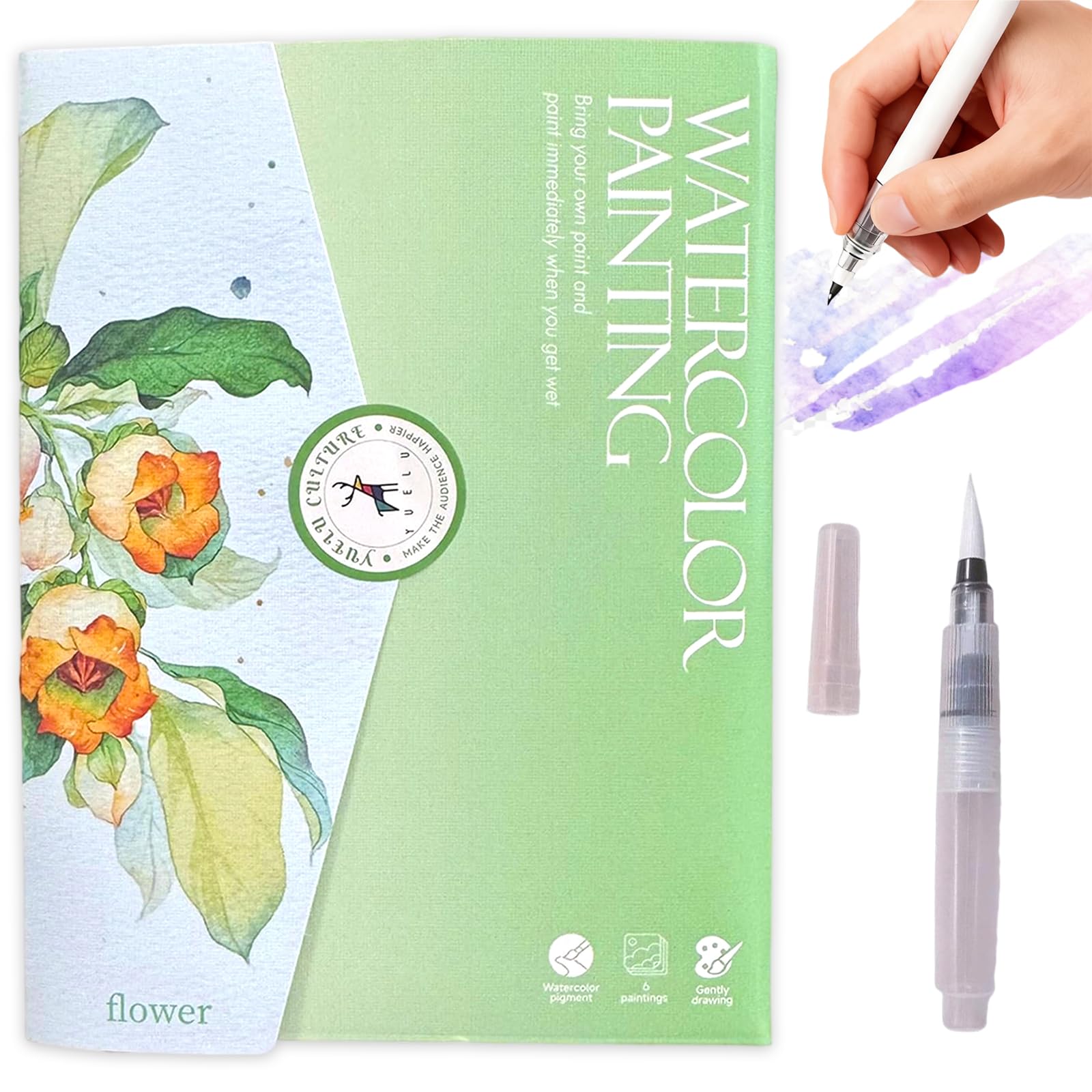 thumbnail: JanFebMar Aquarel Kleurboek Met 12 Kleuren - Omkeerbaar Schilderboek Voor Beginners